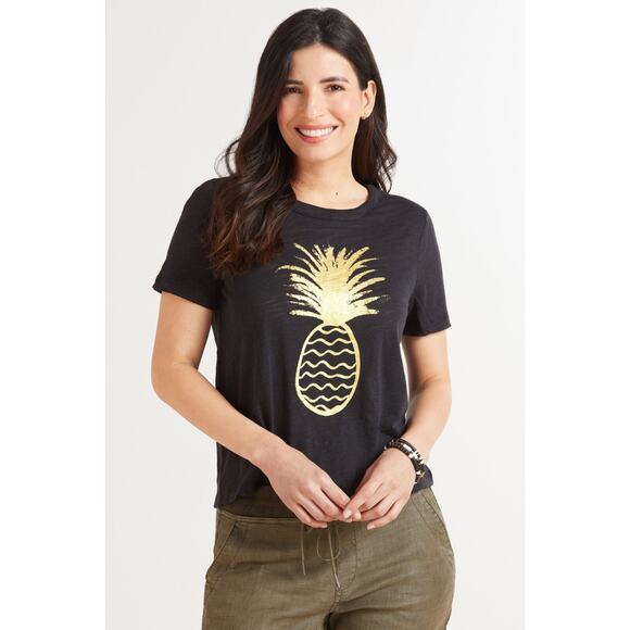 Chaser Tops - Chaser Black and Gold Pineapple tee Size Small Women’s